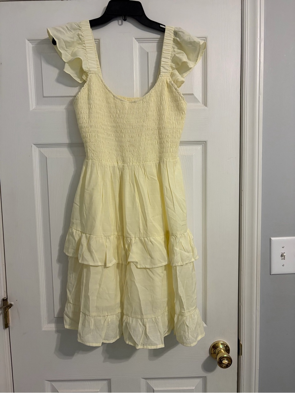 Amazon Pale Yellow Ruffle Mini Dress